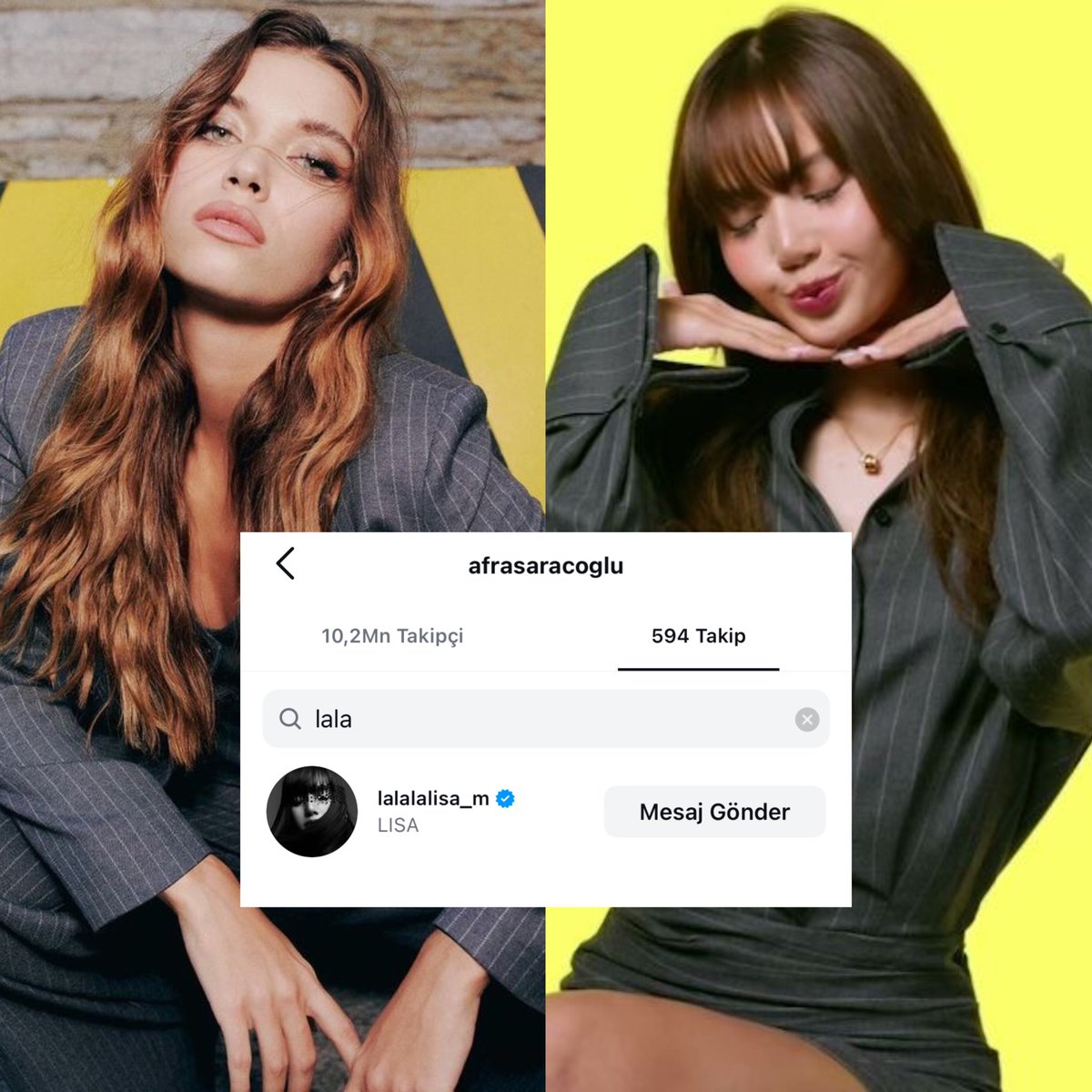 lalisaturkiye's tweet photo. Famous Turkish model and actress Afra Saraçoğlu is the only Blackpink member she has been following on Instagram since 2020. https://t.co/MdFT7Zn9Ue