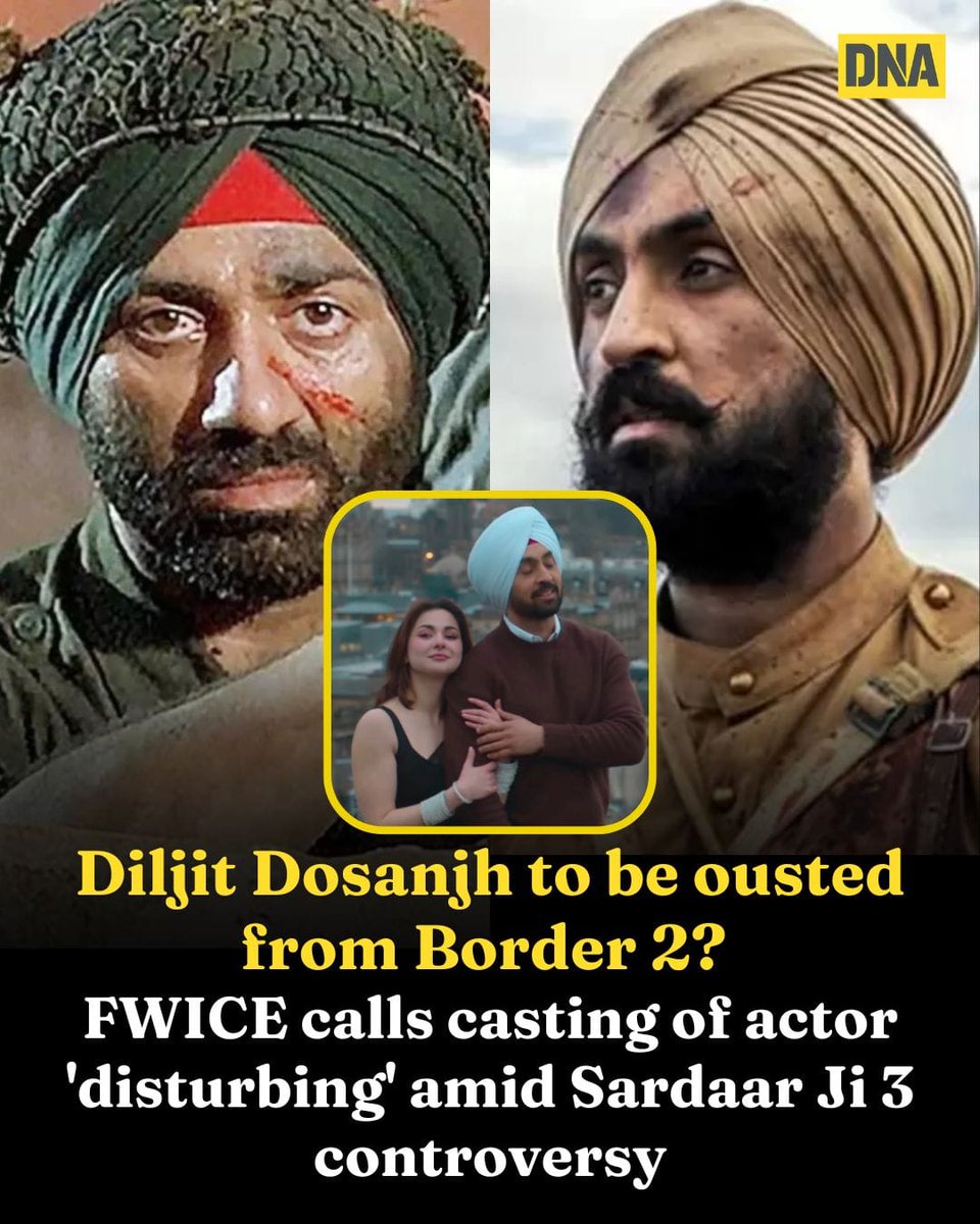 MeghUpdates's tweet photo. 🔥 FWICE EXPLODES on Diljit Dosanjh! 🔥
Calls his collab with Pakistani actor Hania Aamir a “DISGRACE” to the nation! 🇮🇳

Demands T-Series, Imtiaz Ali &amp; Sunny Deol IMMEDIATELY DROP him from Border 2!
“Betrayal won’t be tolerated!”- Industry BOYCOTT in full force! 🚫🔥 https://t.co/lJaPnal4tE