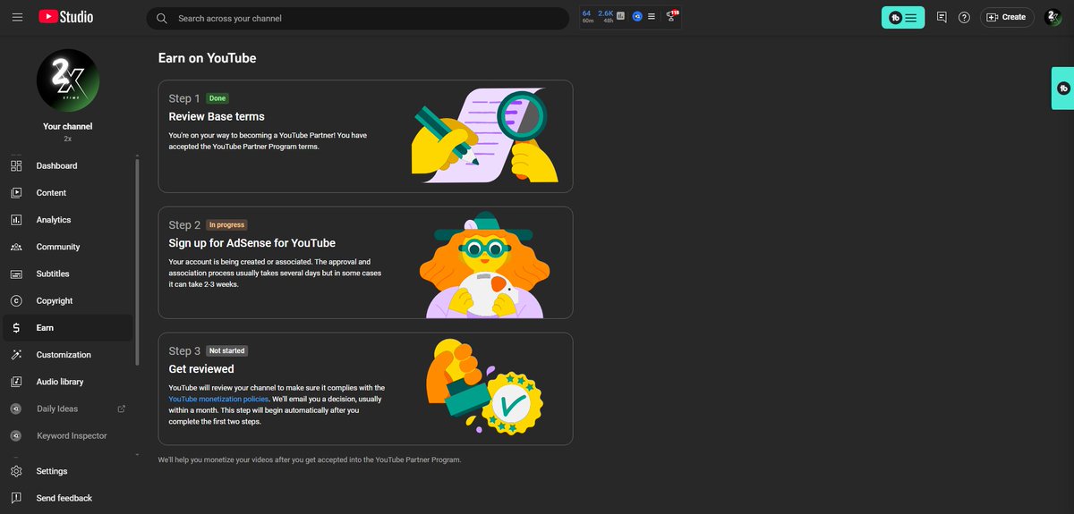2xOnDaTrack's tweet photo. @TeamYouTube https://t.co/asrA0AEikh

I just applied again because there was a delay in response, but there was nothing else different in my YouTube Studio. https://t.co/vRhFyT3LDs