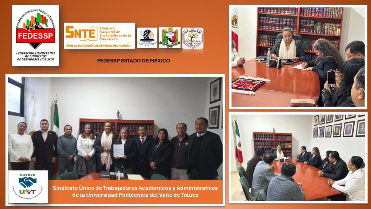#Enterate
<a href="/Fedesspedomex/">FedesspEdoMex</a>
Otorga #TECA Toma de Nota a Ma. de los Ángeles Izquierdo Lara; Secretaria General del Sindicato Único de Trabajadores Académicos y Admvos. de <a href="/UPVToficial/">Universidad Politécnica del Valle de Toluca</a> 2025-2028.
<a href="/agusaviles1/">Agustín Avilés</a> <a href="/pedrojoseescar3/">pedro jose escarcega delgado</a> <a href="/censntsict/">SNTSICT</a> <a href="/marudavalos29/">Maru Dávalos</a> <a href="/mariogomezgg/">Mario  Gómez</a> <a href="/CarlosCruzCas11/">Carlos Cruz Castelán</a>