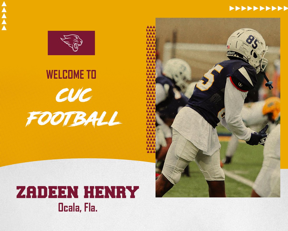 It's time to welcome another new family member for the 2025 season ⬇️                              

Meet our transfer wide receiver from Lakeland University.          

Welcome to the CUC Family, Zadeen Henry!!