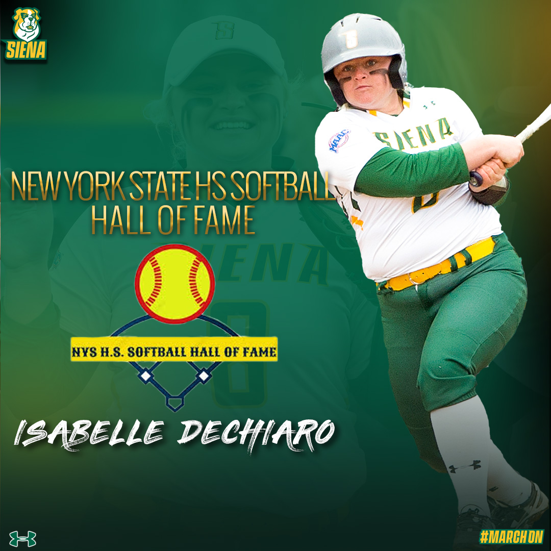 Siena Softball (@siena_softball) on Twitter photo Once a Saint, always a Saint 💚🐶
Congratulations to Isabelle DeChiaro '21 on being inducted into the NYS High School Softball Hall of Fame! 
📰 t.ly/CVILq
#MarchOn x #SienaSaints x #MAACSoftball Once a Saint, always a Saint 💚🐶
Congratulations to Isabelle DeChiaro '21 on being inducted into the NYS High School Softball Hall of Fame! 
📰 t.ly/CVILq
#MarchOn x #SienaSaints x #MAACSoftball