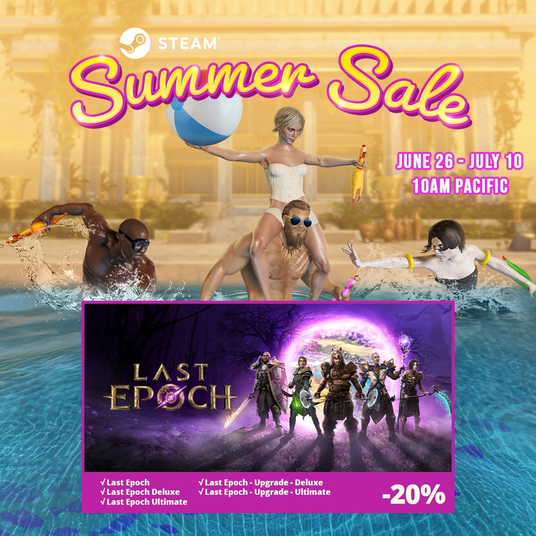 LastEpoch's tweet image. All Last Epoch editions and edition upgrades will be 20% off during the Steam Summer Sale.
Starting: June 26th 10 AM Pacific
Ending: July 10th 10 AM Pacific
Read More: bit.ly/44kfEfU