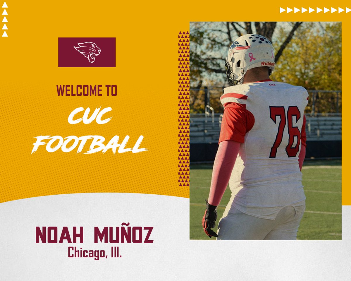 It's time to welcome another new family member for the 2025 season ⬇️                              

Meet our offensive linesman from Chicago, Illinois.          

Welcome to the CUC Family, Noah Muñoz!!