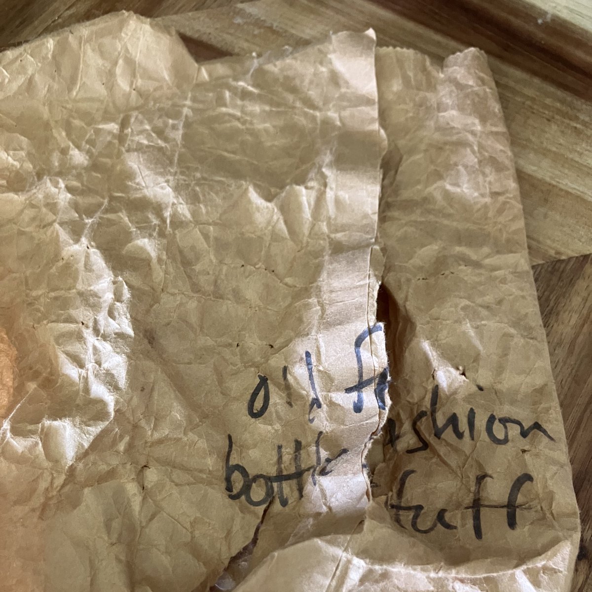 I have moved six houses with this weird old crumpled paper bag simply because it has my (dead) mom’s handwriting on it.
