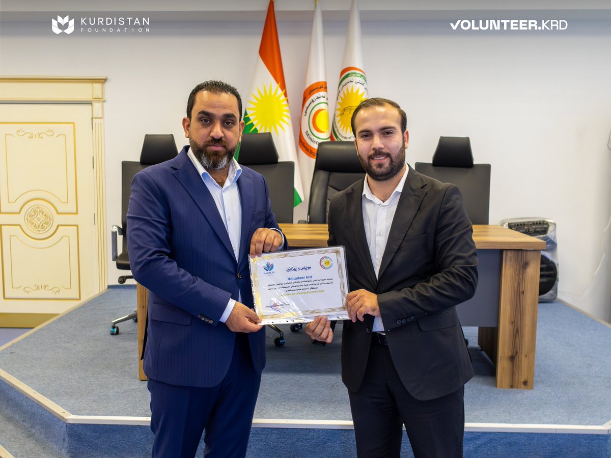 Volunteerkrd's tweet photo. https://t.co/k5HvjN0vvs was honored with a certificate of appreciation from Nanakali Hospital for supporting the organization of a charity event dedicated to serving the community. https://t.co/FHxBQ0Xc3s
