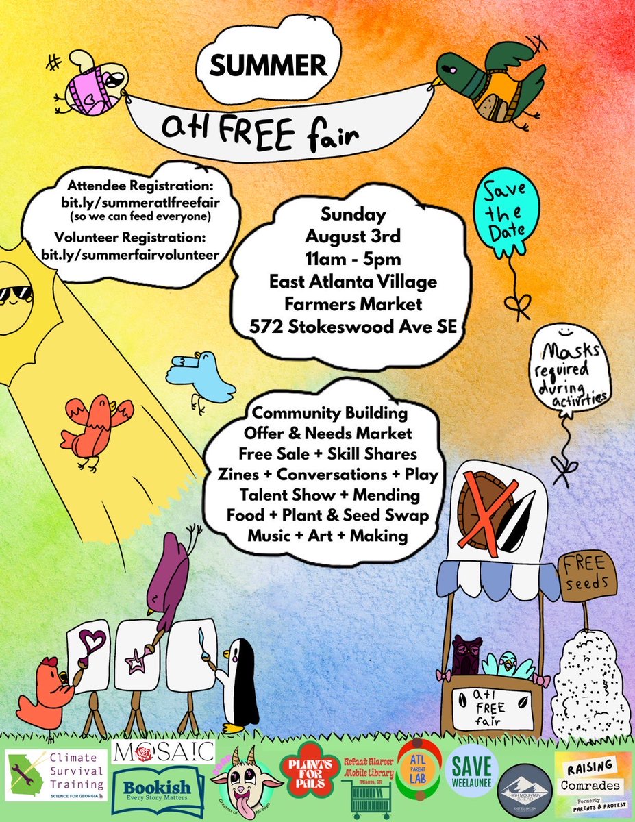 Hi Everyone! Come check out the Atlanta Free Fair Sunday, August 3rd at East Atlanta Village Farmer’s Market.  #atl #atlanta #eastatlantavillage #eastatlanta