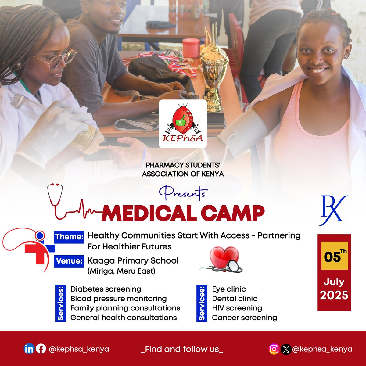 📢 MEDICAL CAMP ALERT! 🩺✨
Be part of the team that brings accessible health to communities! 
📆 Date: 5th July 2025
🎯 Theme: Healthy Communities Start With Access – Partnering for Healthier Futures
🧪 Free Services provided. 
Register 👇
forms.gle/CDJ8KNGZnYyGY1…
#meru #healthy