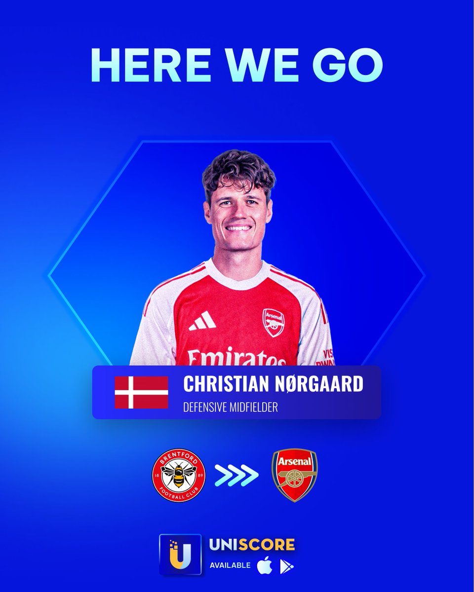 Uniscore (@uniscore_app) on Twitter photo ๐จ ๐๐๐ฅ๐ ๐ช๐ ๐๐ข
๐ดโช๏ธ Christian Nรธrgaard to Arsenal! Agreement done club to club after โฌ11m proposal sent today.
Personal terms also agreed with Nรธrgaard set for medical, Brentford have authorized the player to travel.
New midfielder to replace Thomas Partey. ๐ฉ๐ฐ ๐จ ๐๐๐ฅ๐ ๐ช๐ ๐๐ข
๐ดโช๏ธ Christian Nรธrgaard to Arsenal! Agreement done club to club after โฌ11m proposal sent today.
Personal terms also agreed with Nรธrgaard set for medical, Brentford have authorized the player to travel.
New midfielder to replace Thomas Partey. ๐ฉ๐ฐ