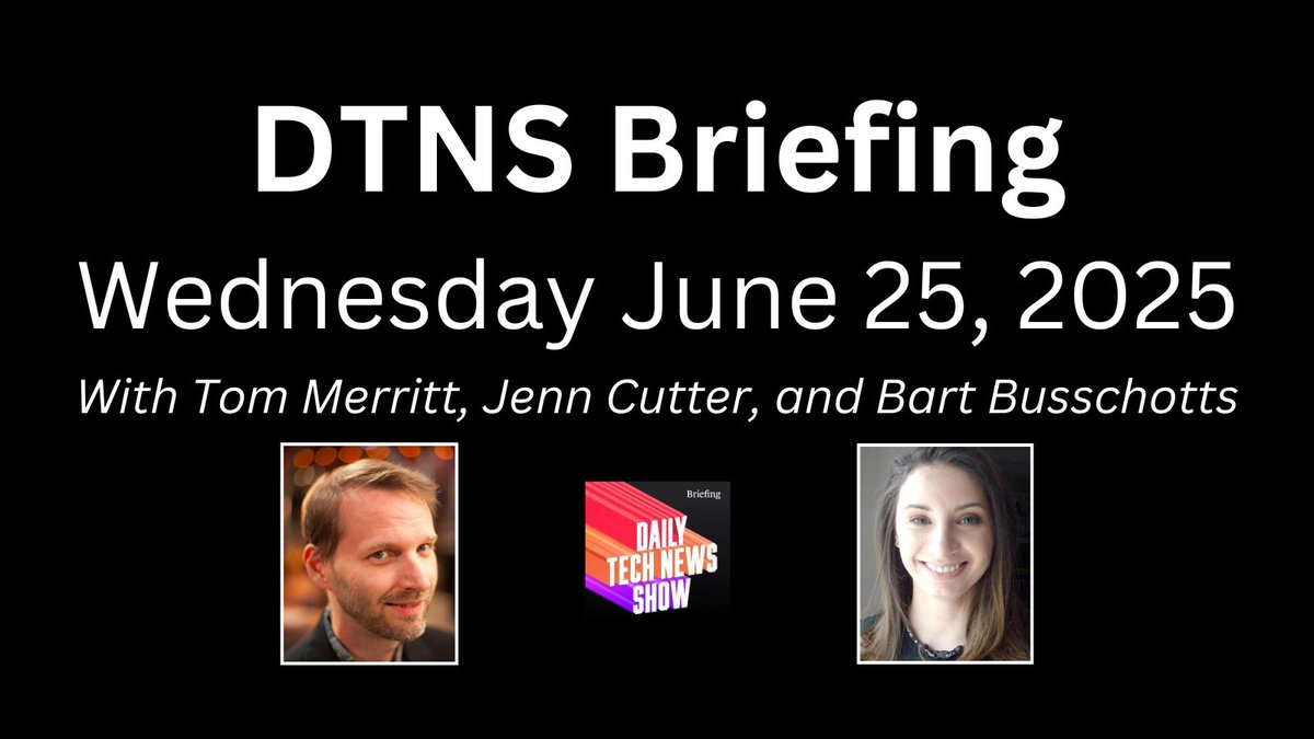 Daily Tech News Show (@dtnsshow) on Twitter photo DTNS Briefing for Wednesday June 25, 2025 with <a href="/acedtect/">Tom Merritt</a> <a href="/jenncutter/">Jenn Cutter</a> - The Fairphone 6 is out, and <a href="/bbusschots/">Bart Busschots 💤</a> has a fair alternative for Pocket!
Listen here: shows.acast.com/dtns/episodes/… DTNS Briefing for Wednesday June 25, 2025 with <a href="/acedtect/">Tom Merritt</a> <a href="/jenncutter/">Jenn Cutter</a> - The Fairphone 6 is out, and <a href="/bbusschots/">Bart Busschots 💤</a> has a fair alternative for Pocket!
Listen here: shows.acast.com/dtns/episodes/…