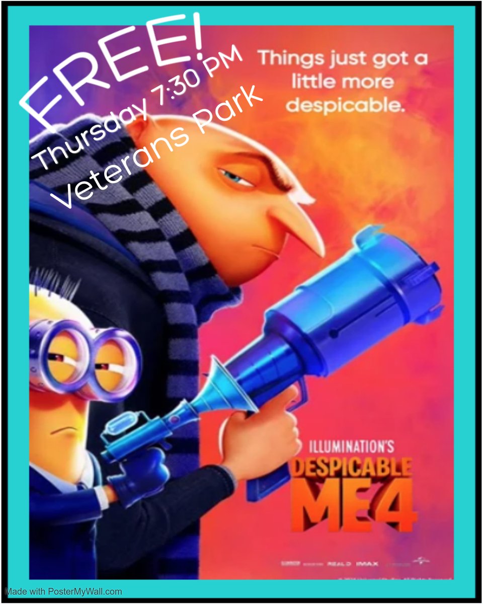 Don't forget....FREE Movie Showing on Thursday, 6-26-2025 at Veterans Memorial Park!  The movie starts at 7:30 pm.  "Despicable ME 4"

#PrideInParsippany #Parsippany #ParsippanyThePlaceToBe