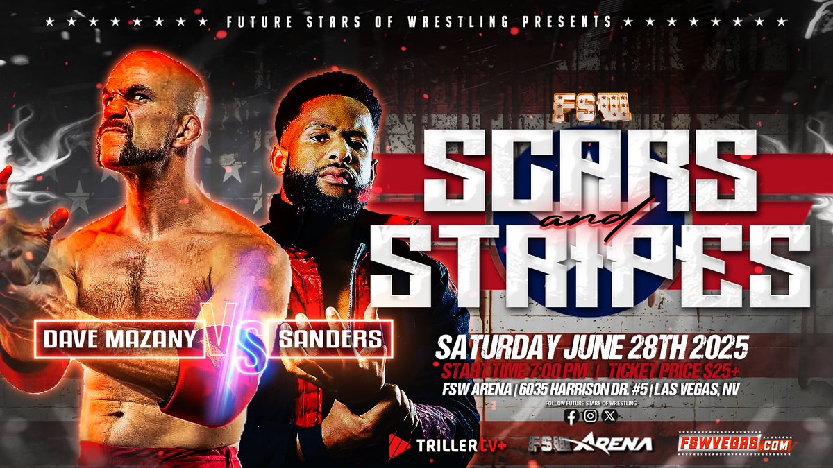 THIS SATURDAY!

FSW Scars &amp; Stripes
This Saturday, June 28, 7PM
LIVE on <a href="/Triller_TV/">TrillerTV</a>+
FSW Arena | #LasVegas

Ticket + Streaming links in our bio!

FSW Arena, 6035 Harrison Drive, Las Vegas, NV, 89120 (5 mins from Harry Reid Intl Airport)