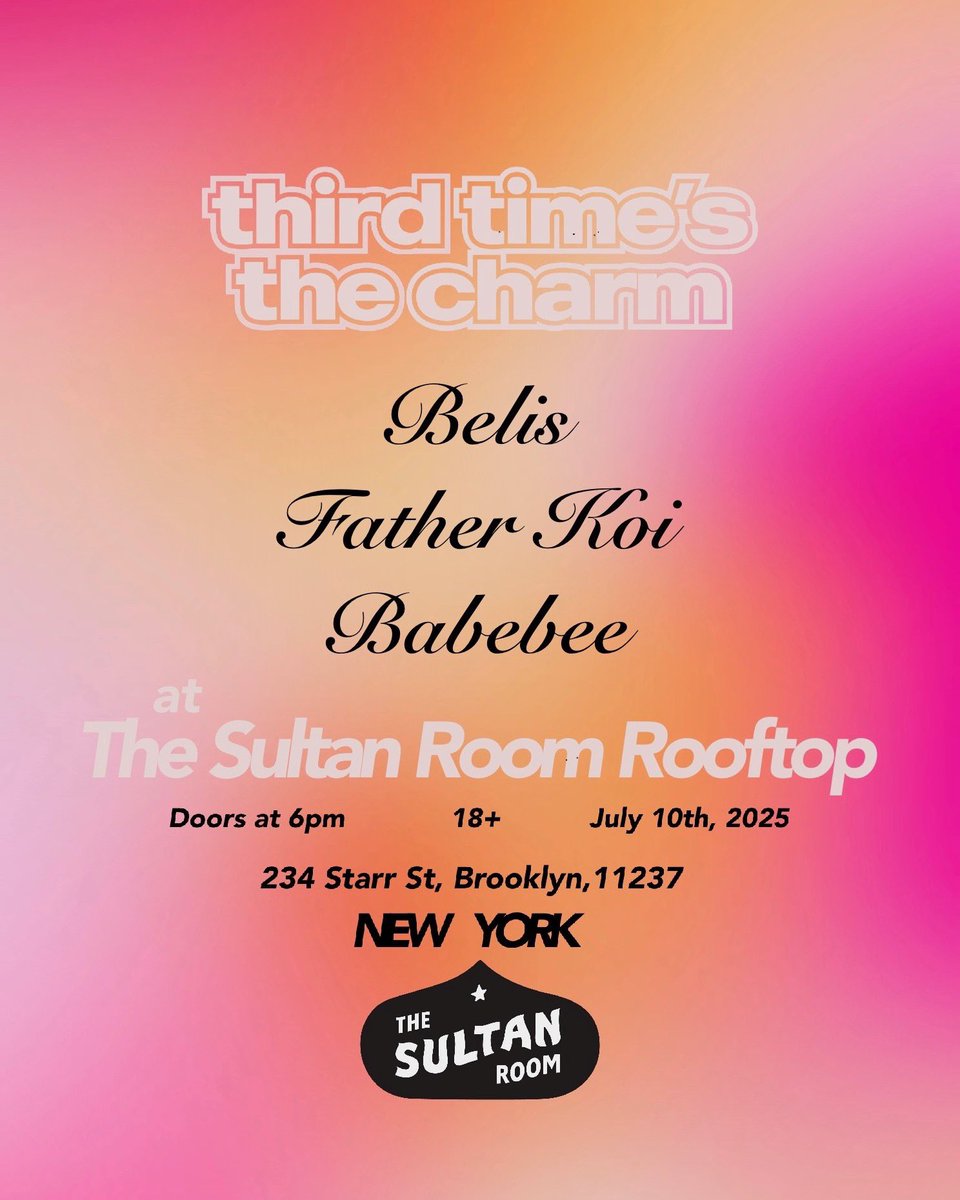 ｡･:*:･ﾟ☆ july 10 ☆‧⁺ ⊹˚.⋆ 

opening 444 <a href="/belisgo/">belis</a> ‘third time’s the charm’ tour w father koi in new york 🎐🎀🦢🌀 link in bio 🏹

excited to see you cuties — my new song will be out the day before :*) half of my merch proceeds will go towards <a href="/CHIRLA/">CHIRLA</a> ♡

fuck ice