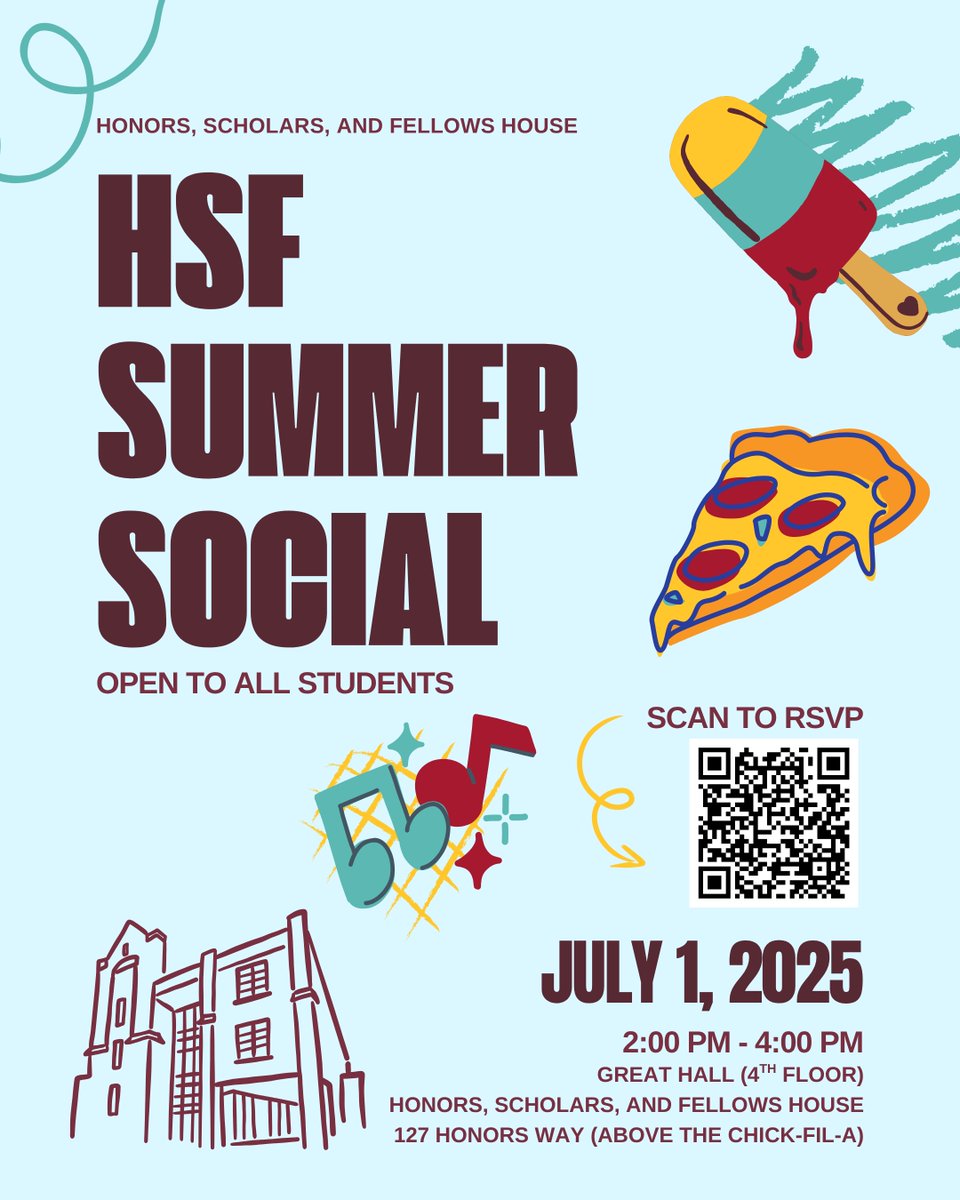 ogfafsu's tweet photo. The Honors, Scholars, and Fellows House is inviting you to a Summer Social! 

Join us Tues., July 1, 2-4 p.m. in the Great Hall, located on the fourth floor of the HSF Building. This event is open to all FSU students. RSVP: https://t.co/2s31JcedAb https://t.co/32H9t5twJ2