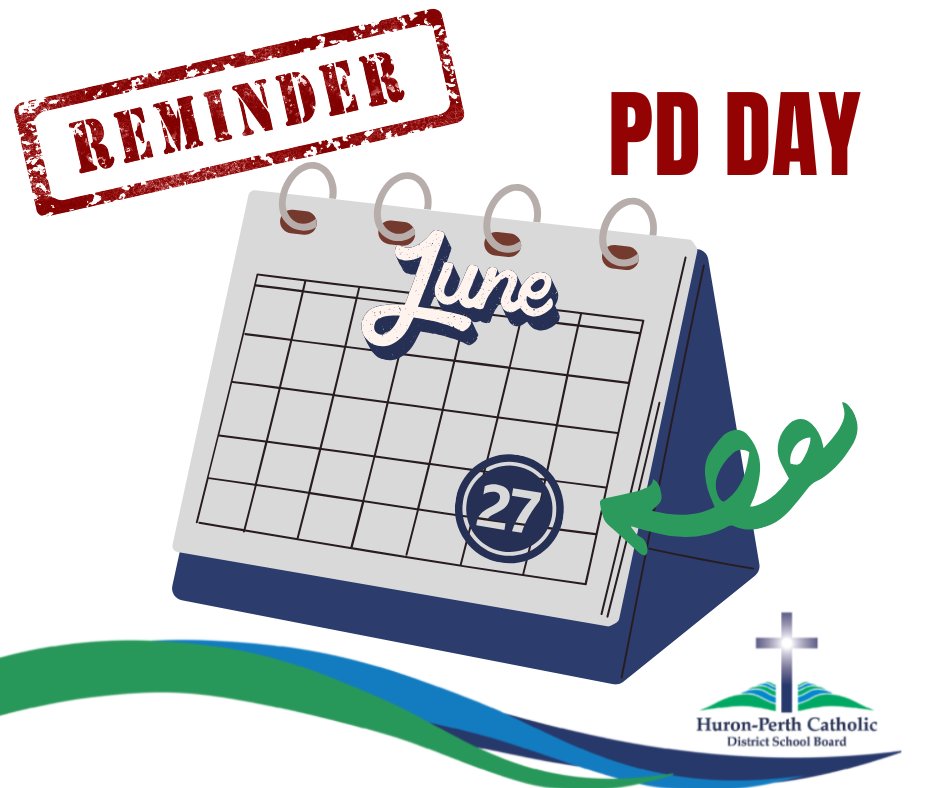 A reminder that June 27 is a PD day for #HPCDSB staff. Employees will be participating in professional development, with a focus on School Improvement Plans as well as, reflecting on the successes of the year together.  The last day of school for students will be June 26, 2025.