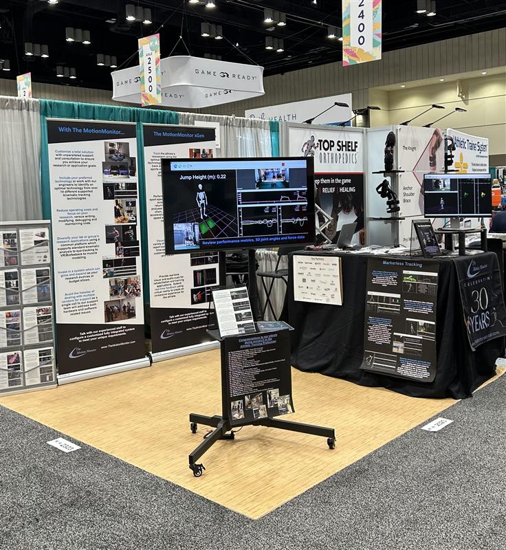 The MotionMonitor booth is ready at the National Athletic Trainers' Association! #NATA2025 Come and speak to Ian and Natasha in booth#2323 to learn about our motion capture solutions #biomechanics #RealTime #mocap #markerless