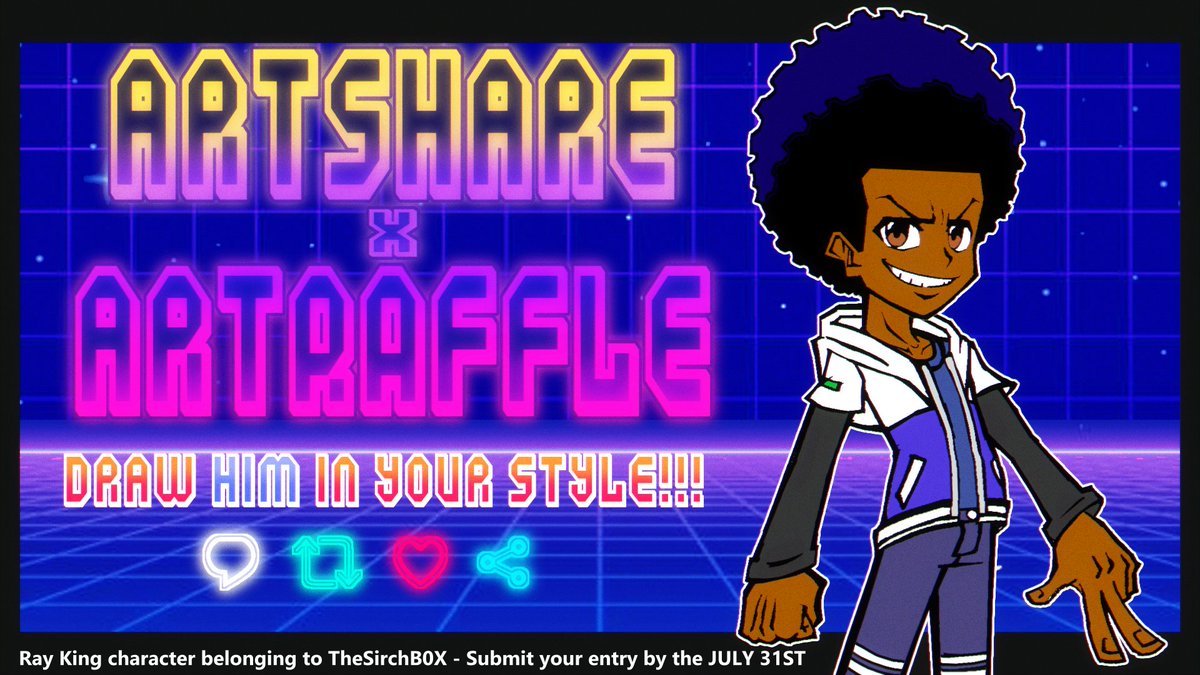 SirchīØ (@thesirchb0x) on Twitter photo š·ART SHARE X ART RAFFLE!!!šļø
Deadline: July 31st
šļøShare your Art
ā¤ļøLike
š« Follow
ā»ļø Repost
ā”ļøDraw Ray in your style
š«NO Ay-eye/eNefT
Win an illustration of your OC/character of choice. If we reach 100 likes, we'll announce a 2ND winner!
#artraffle #Artshare #OC #DTIYS š·ART SHARE X ART RAFFLE!!!šļø
Deadline: July 31st
šļøShare your Art
ā¤ļøLike
š« Follow
ā»ļø Repost
ā”ļøDraw Ray in your style
š«NO Ay-eye/eNefT
Win an illustration of your OC/character of choice. If we reach 100 likes, we'll announce a 2ND winner!
#artraffle #Artshare #OC #DTIYS