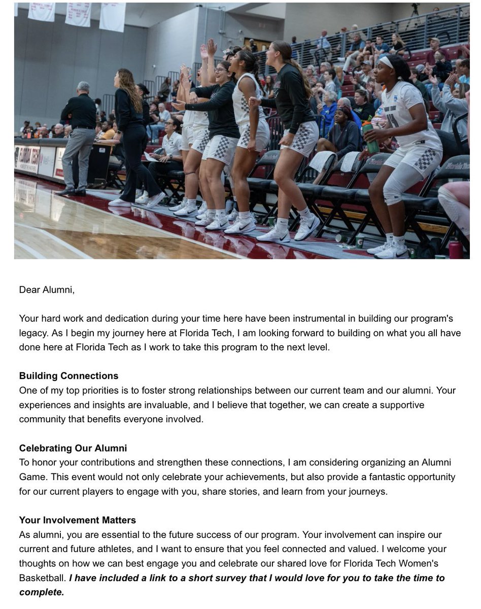 FloridaTechWBB's tweet image. Hey Panther Alumni! 🐾 We want to hear from YOU. Help shape the future of Florida Tech Women’s Basketball by taking a few minutes to fill out our alumni survey. Your voice matters!

forms.microsoft.com/pages/response…
