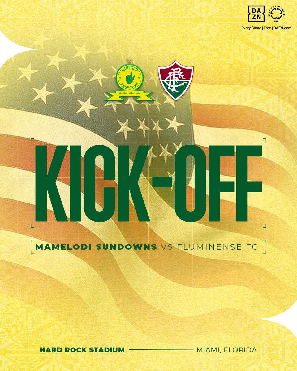 Mamelodi Sundowns FC (@masandawana) on Twitter photo The ball is rolling at Hard Rock Stadium.⚽
<a href="/FIFACWC/">FIFA Club World Cup</a> | June 14 - July 13 | Every Game | Free | DAZN.com | #FIFACWC | #TakeItToTheWorld | #Sundowns | #AfricaToTheWorld The ball is rolling at Hard Rock Stadium.⚽
<a href="/FIFACWC/">FIFA Club World Cup</a> | June 14 - July 13 | Every Game | Free | DAZN.com | #FIFACWC | #TakeItToTheWorld | #Sundowns | #AfricaToTheWorld