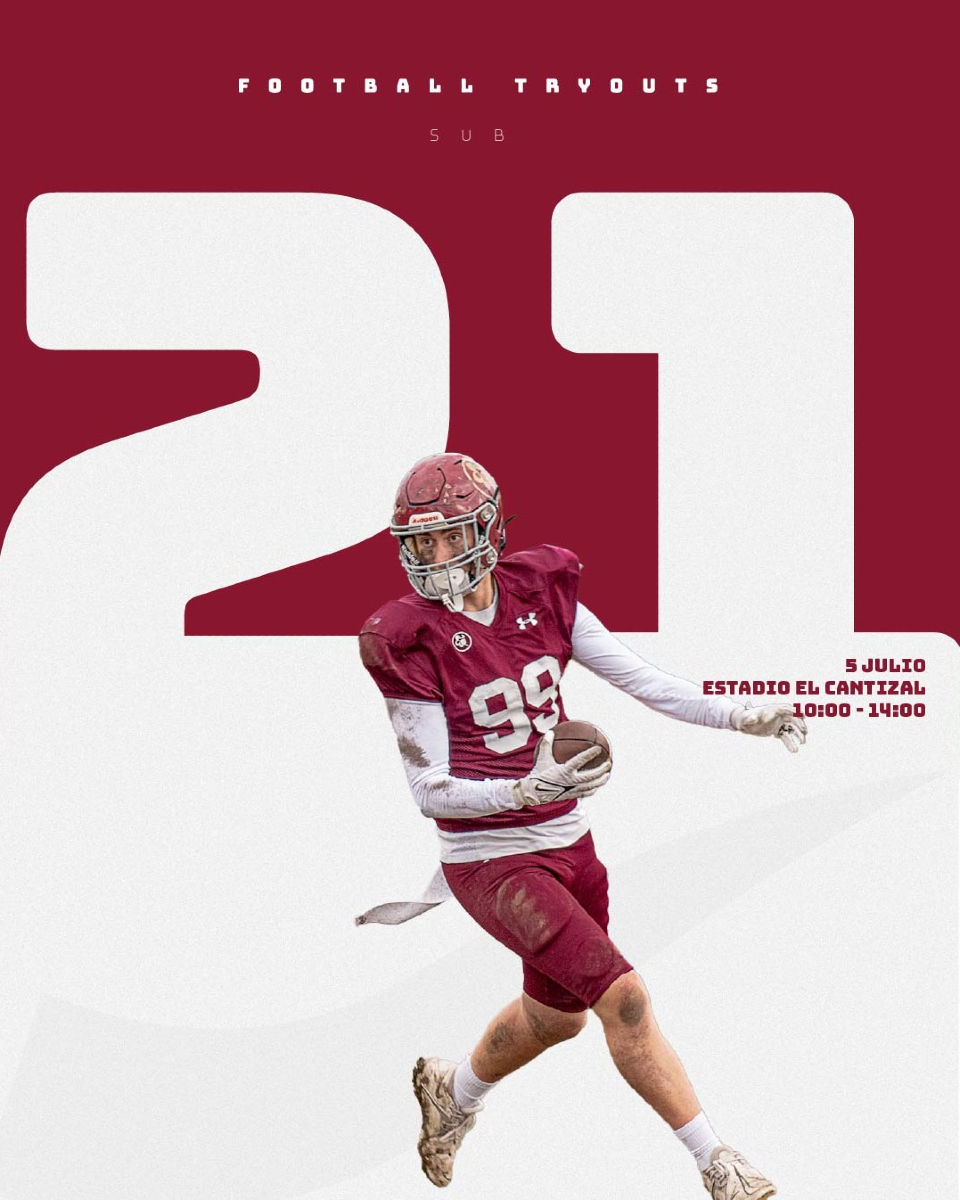 El sábado 5 de julio tendrá lugar en el estadio de El Cantizal la jornada de #tryouts sub21 🏈

¡Suerte!🍀

🍒🏈#AlwaysForward