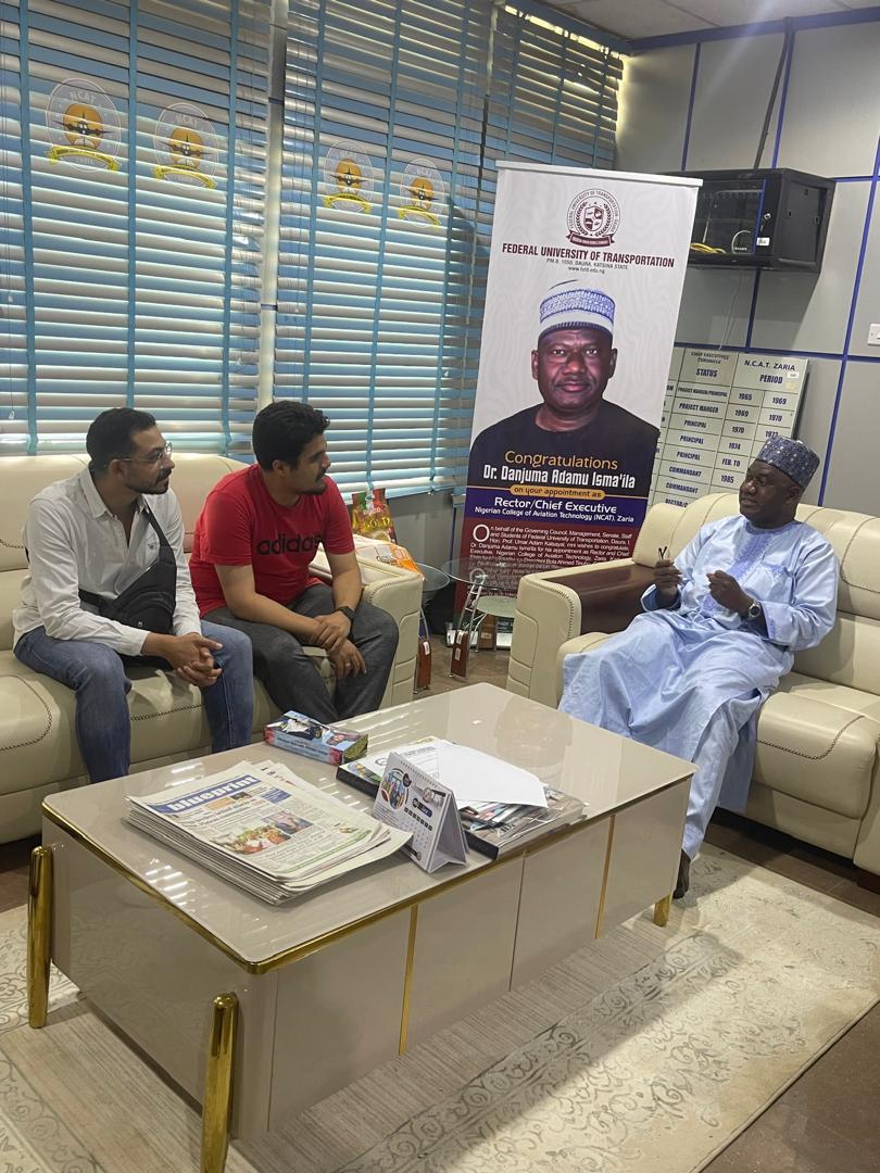 The Rector/CE NCAT Dr Danjuma A. Ismaila received in his office a cross section of students from Egypt attending a Customized ATSEP Navigational AIDS Communication Equipment Maintenance Course in NCAT.