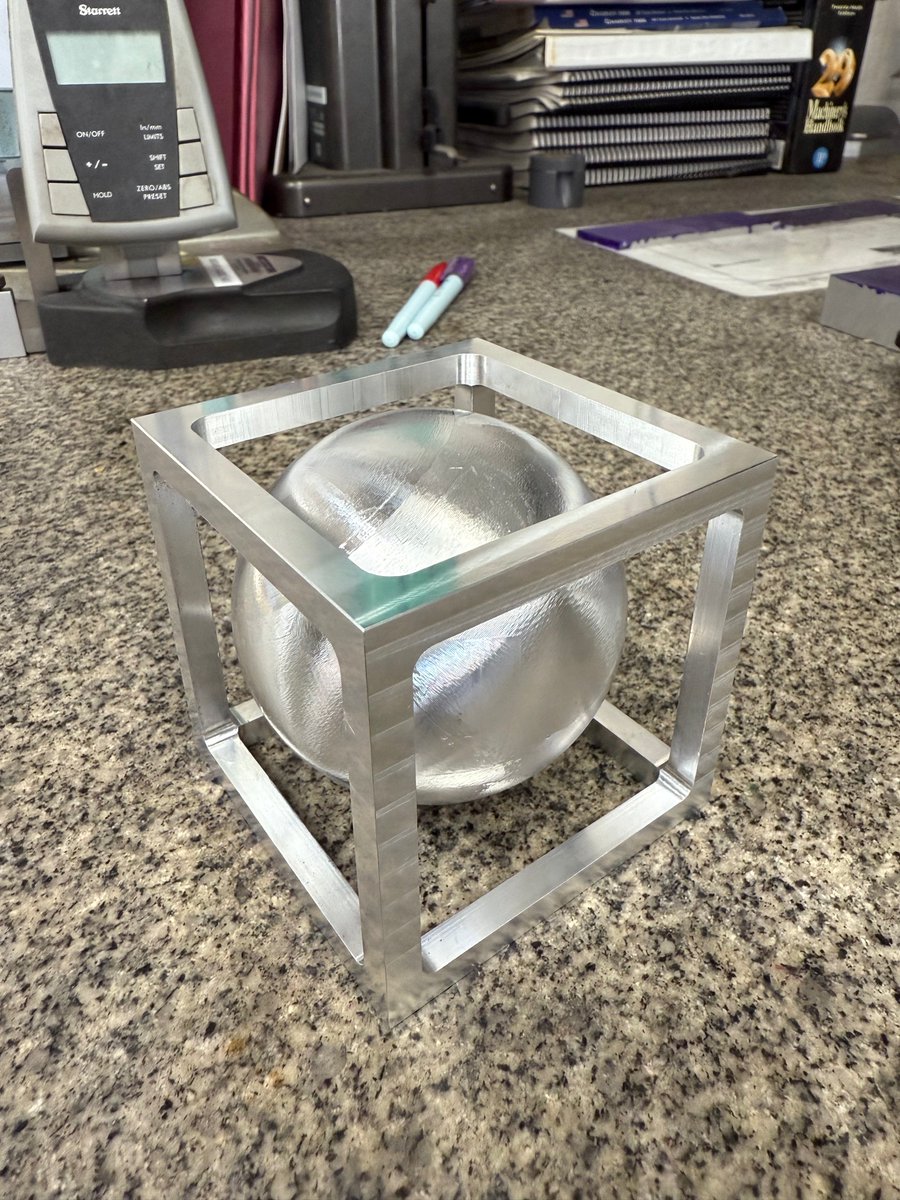 Our Machining 3 student built this ball in a box from a solid block of aluminum using a FANUC Robodrill 5-axis.

✅ Advanced machining.
✅ Complex programming.
✅ CNC skills that get jobs.

#5AxisMachining #Robodrill5Axis #WFW #VeteranMachinist #WorkshopsForWarriors