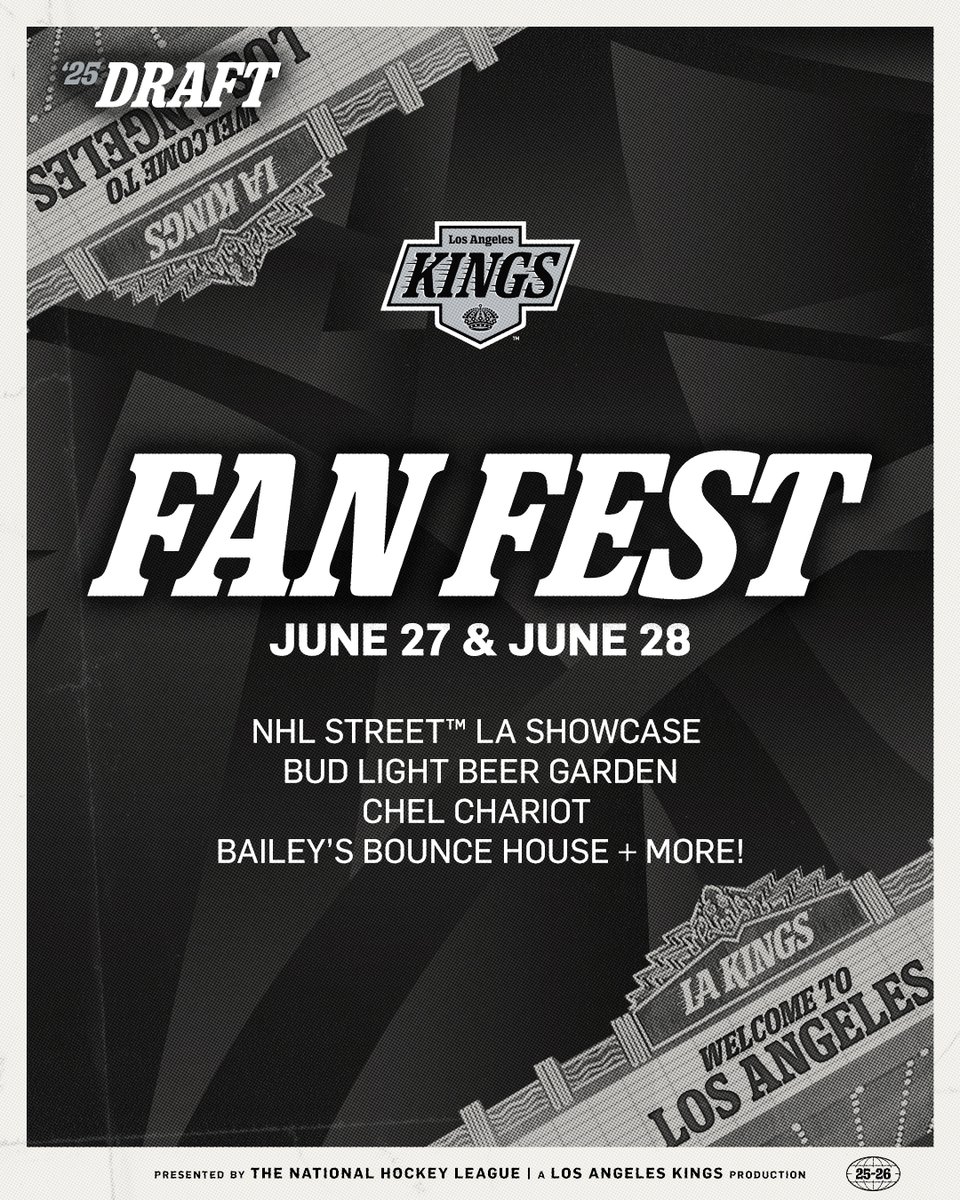 LALIVE's tweet image. Calling all Hockey Fans🗣️ we're teaming up with the @lakings for the ultimate Fan Fest in preparation for the 2025 NHL Draft🏒 happening this Friday and Saturday, June 27-28! Join us for fun, drinks, games and much more.🤩🙌
If you haven't already, purchase your tickets to the…