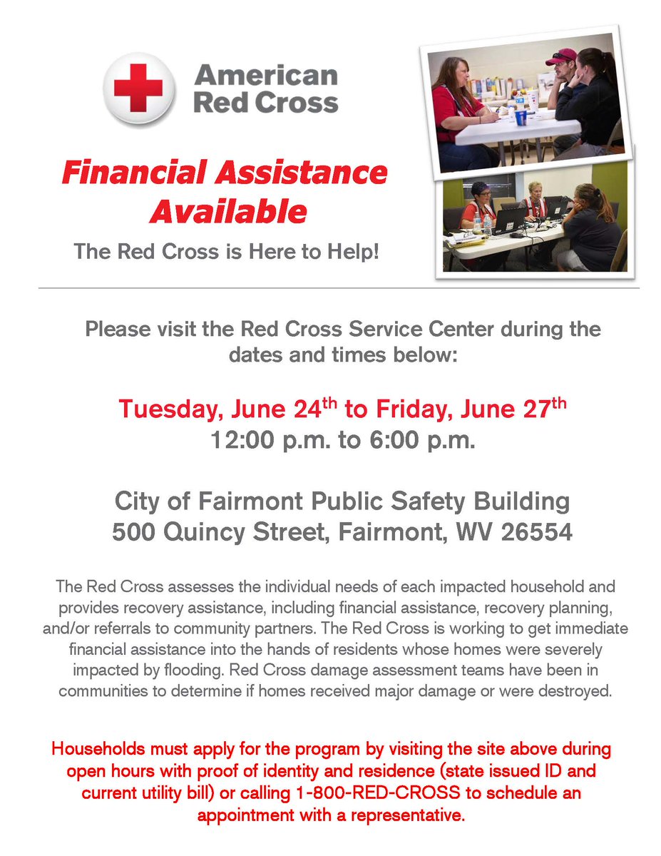 WVOAD's tweet photo. OHIO &amp; MARION COUNTY ASSISTANCE
If you live in Marion or Ohio county you may be eligible for financial assistance through the American Red Cross! Click below for more information! #recovery #redcross #wvvoad #collaboration #coordination #cooperation #communication https://t.co/BSePlnuvS9