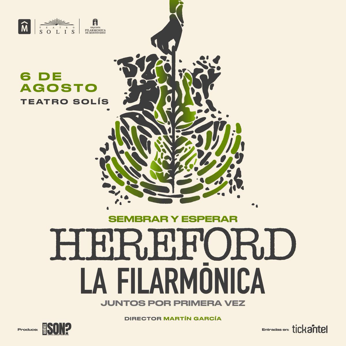 SEMBRAR Y ESPERAR 
<a href="/herefordrockuy/">Herefordrockuy</a> y <a href="/FilarmonicaMVD/">Filarmónica de MVD</a> por primera vez juntos en el @teatrosolis
Entradas a la venta para el 6 de agosto.
Contamos con beneficio 2x1 para <a href="/ladiaria/">la diaria</a> y <a href="/clubelpais/">CLUB EL PAÍS</a> 
Link: linkolla.com/43d9f0
