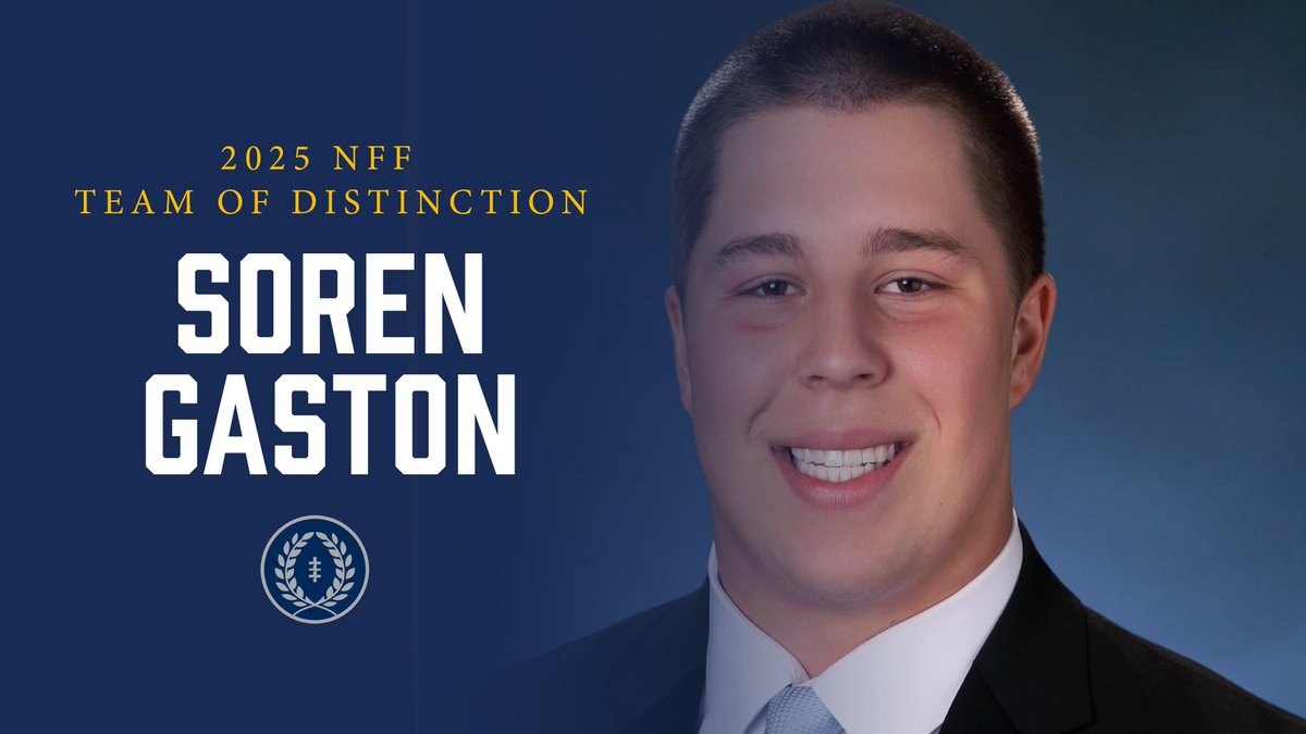 National Football Foundation (@nffnetwork) on Twitter photo Congrats to <a href="/GastonSoren/">Soren Gaston</a> of Jesuit HS (Portland, OR) on being named to the 2025 NFF Team of Distinction!
With a 3.86 GPA, NHS honors & Metro League Academic All-Star recognition, Soren brought brains and power to the trenches.
More Info 👇 footballfoundation.org/news/2025/6/25… Congrats to <a href="/GastonSoren/">Soren Gaston</a> of Jesuit HS (Portland, OR) on being named to the 2025 NFF Team of Distinction!
With a 3.86 GPA, NHS honors & Metro League Academic All-Star recognition, Soren brought brains and power to the trenches.
More Info 👇 footballfoundation.org/news/2025/6/25…