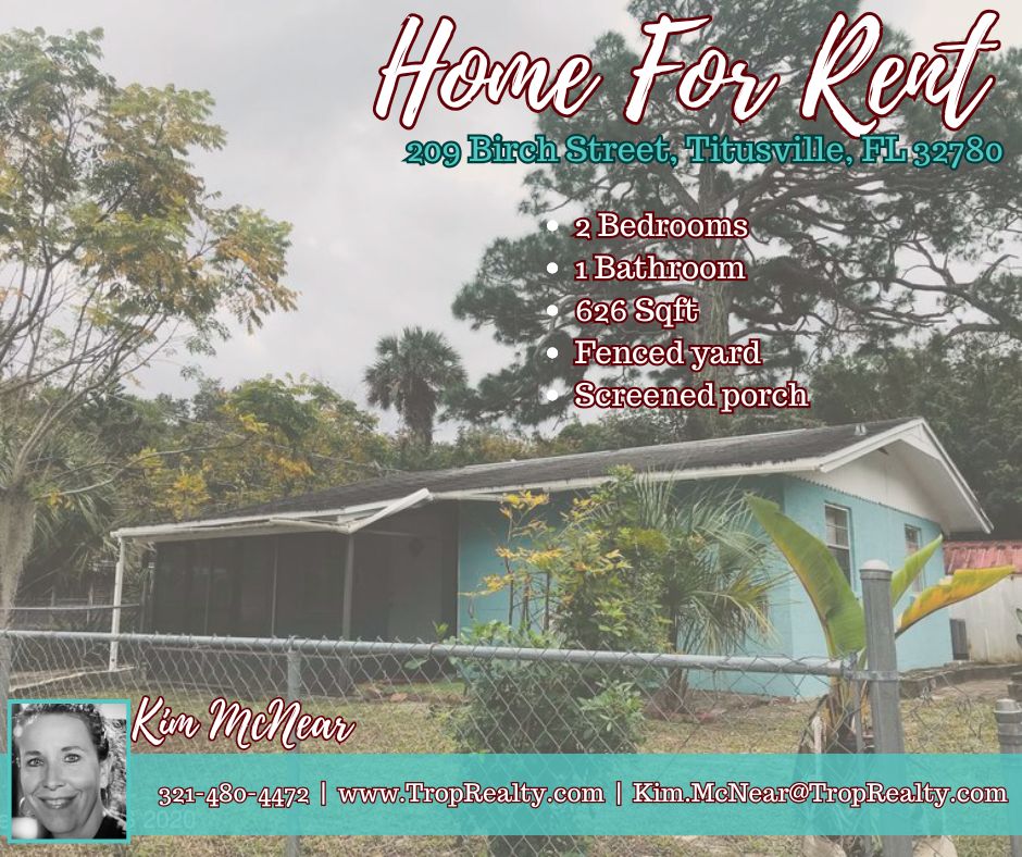 TropRealtyMI's tweet photo. 🚨HOME FOR RENT🚨
If you're looking for a 2 bed, 1 bath home with a fenced yard, check out this property!
Contact Kim McNear today to set up a private showing 📞321-480-4472
#TropicalRealty #HomeForRent #TitusvilleRentalProperty #HouseHunting #FencedYard https://t.co/tkqufhVfTH