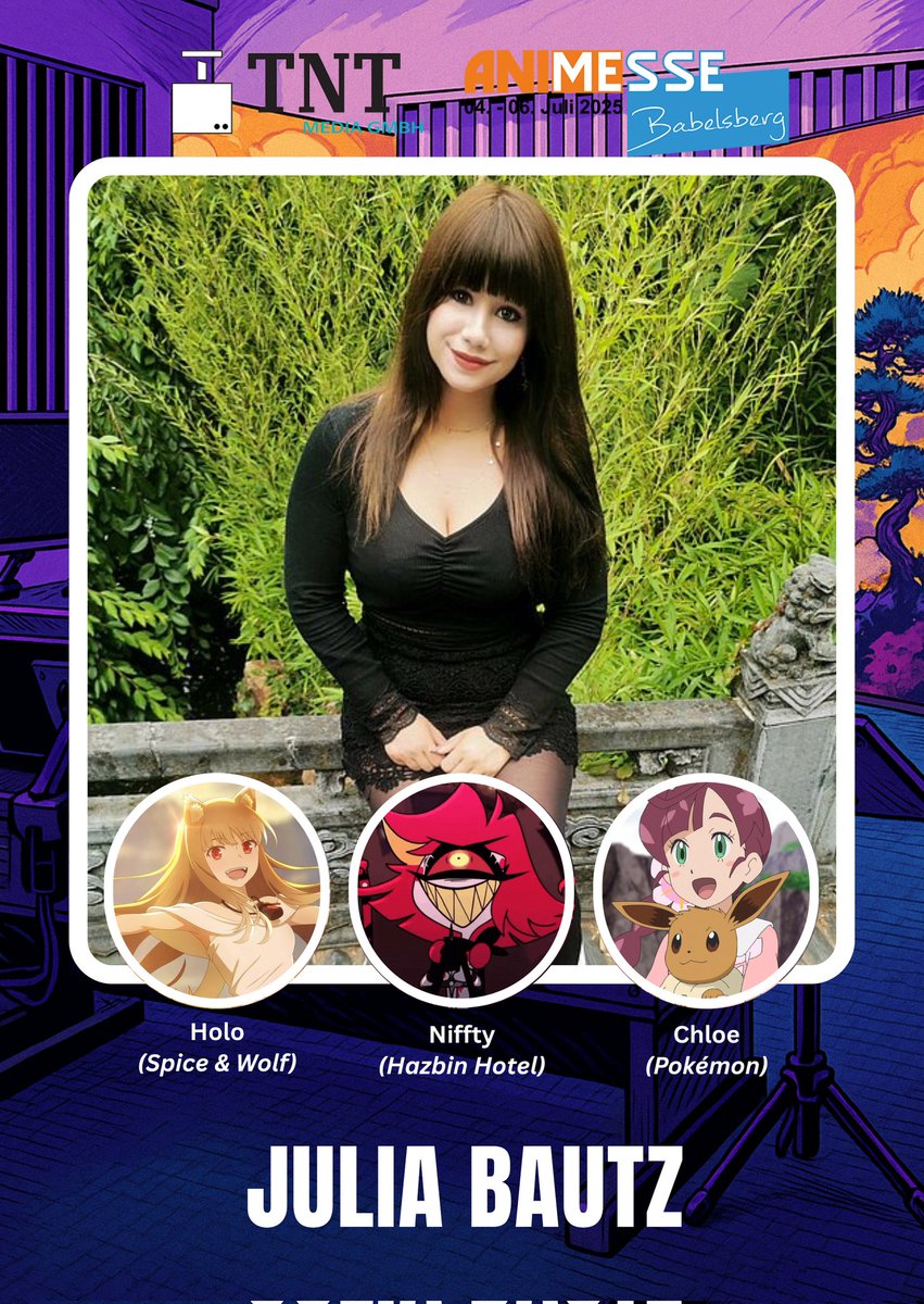 JuliaBautzVA's tweet photo. Hey! 🔆

Falls ihr auf der Anime Messe Babelsberg seid... > ihr findet mich am Samstag den 05.07 draußen am Stand von TNT für Autogramme, Gespräche und einfach zum Treffen und für den Austausch. ❤️ Update euch gern noch und freu mich auf auf jeden! https://t.co/NLCKzKHX8x