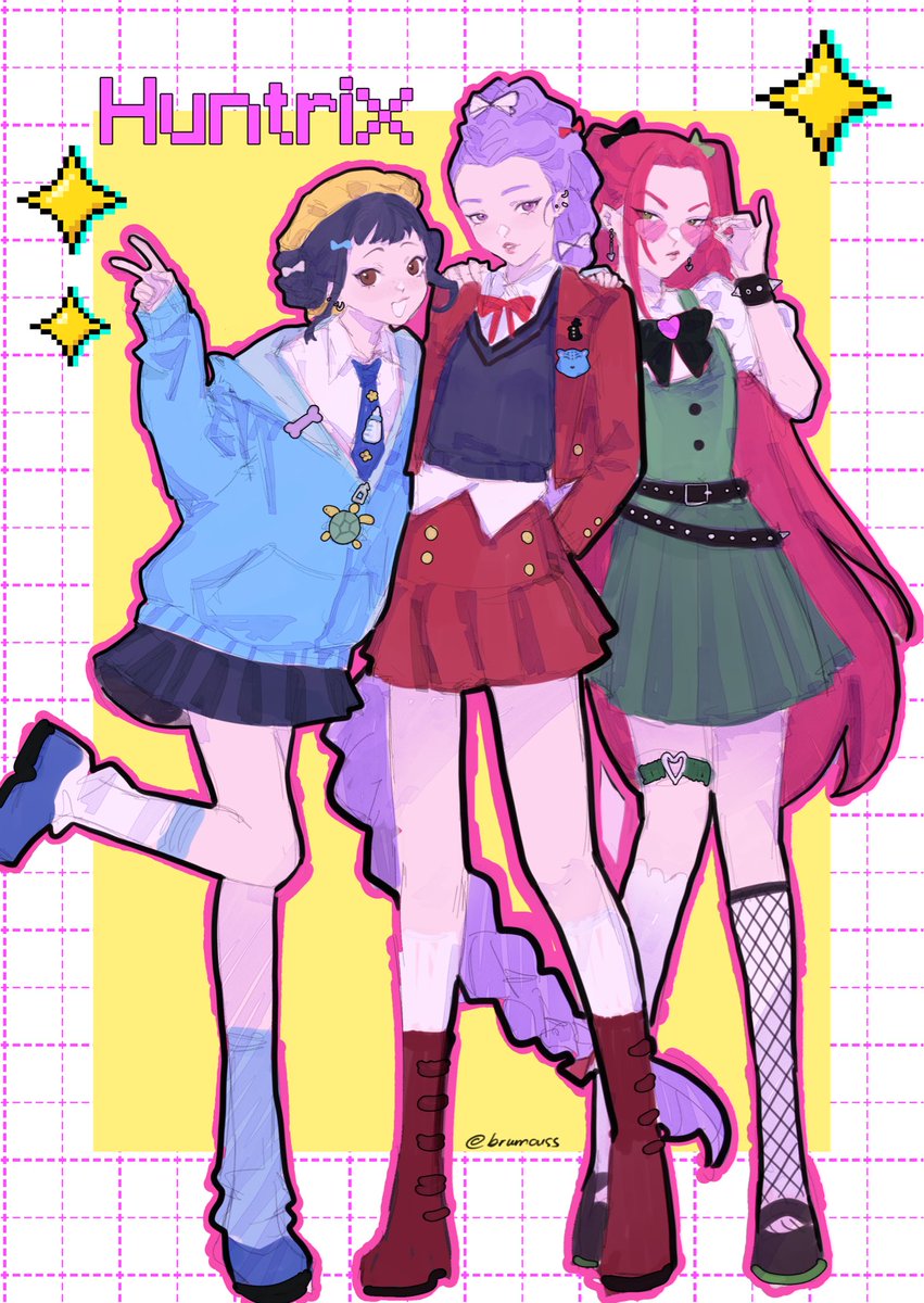 _brumouss_'s tweet image. #KPOPDEMONHUNTERS #HUNTRIX
Powerpuff girls 🎀 kinda? Idk man I just wanna draw them as highschool kids…