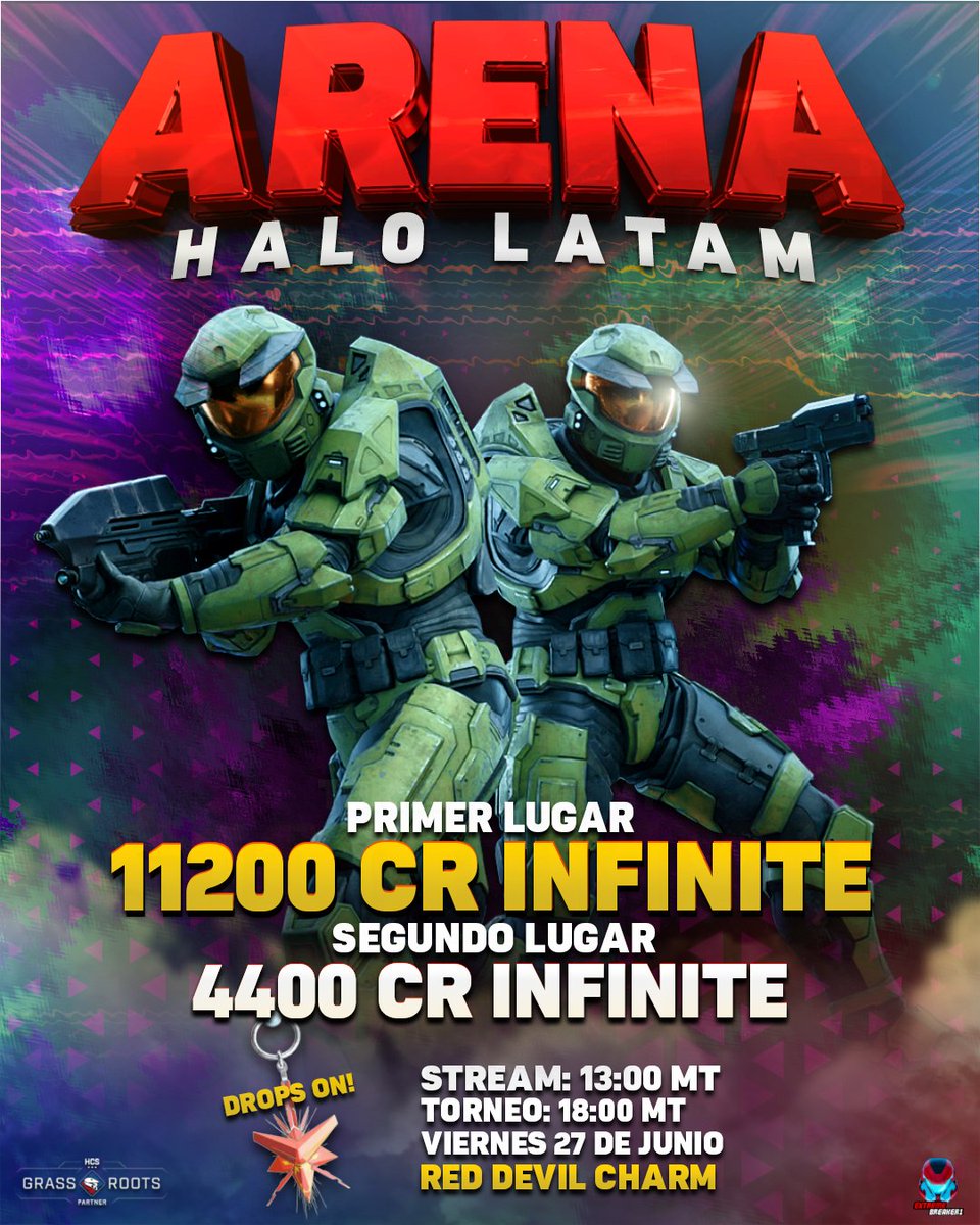 Extremebreaker1's tweet photo. 🏆¡TORNEO DE HALO INFINITE #ArenaHaloLATAM EDICIÓN 2v2!🏆
🗓️ Viernes 27 de Junio
⏰ 6pm MT/CDMX
👥 Eliminación directa
💰 15600 créditos de Halo Infinite

📝MÁXIMO 16 EQUIPOS
Registro: En los comentarios de esta publicación con tu gamertag y el de tu duo.