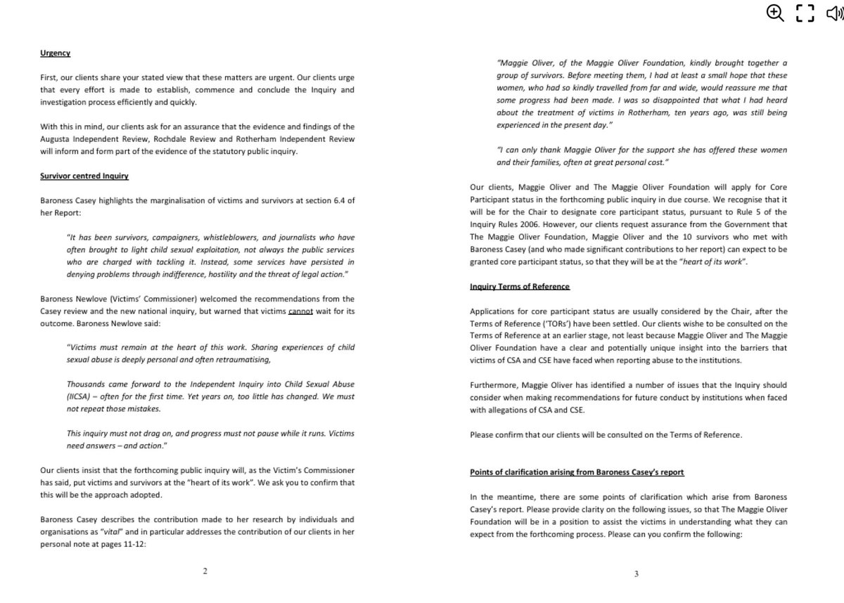Maggie Oliver (@maggieoliveruk) on Twitter photo Click on the link in comments below to read the letter our lawyers have sent on behalf of <a href="/TMOFCharity/">The Maggie Oliver Foundation</a> to the Home Secretary <a href="/YvetteCooperMP/">Yvette Cooper</a> last week in relation to the upcoming Statutory National Enquiry into grooming gangs. It sets out some basic initial commitments we are Click on the link in comments below to read the letter our lawyers have sent on behalf of <a href="/TMOFCharity/">The Maggie Oliver Foundation</a> to the Home Secretary <a href="/YvetteCooperMP/">Yvette Cooper</a> last week in relation to the upcoming Statutory National Enquiry into grooming gangs. It sets out some basic initial commitments we are