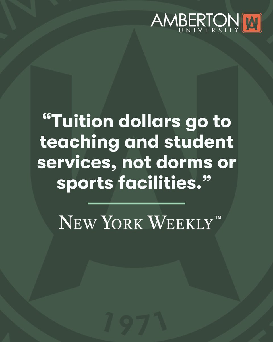 AmbertonU's tweet photo. Higher education should amplify your goals, not your debt.💸
NY Weekly just spotlighted how Amberton keeps the focus on students: dedicated faculty, transparent pricing, and schedules that work for busy adults. https://t.co/vetSsI3MGk
