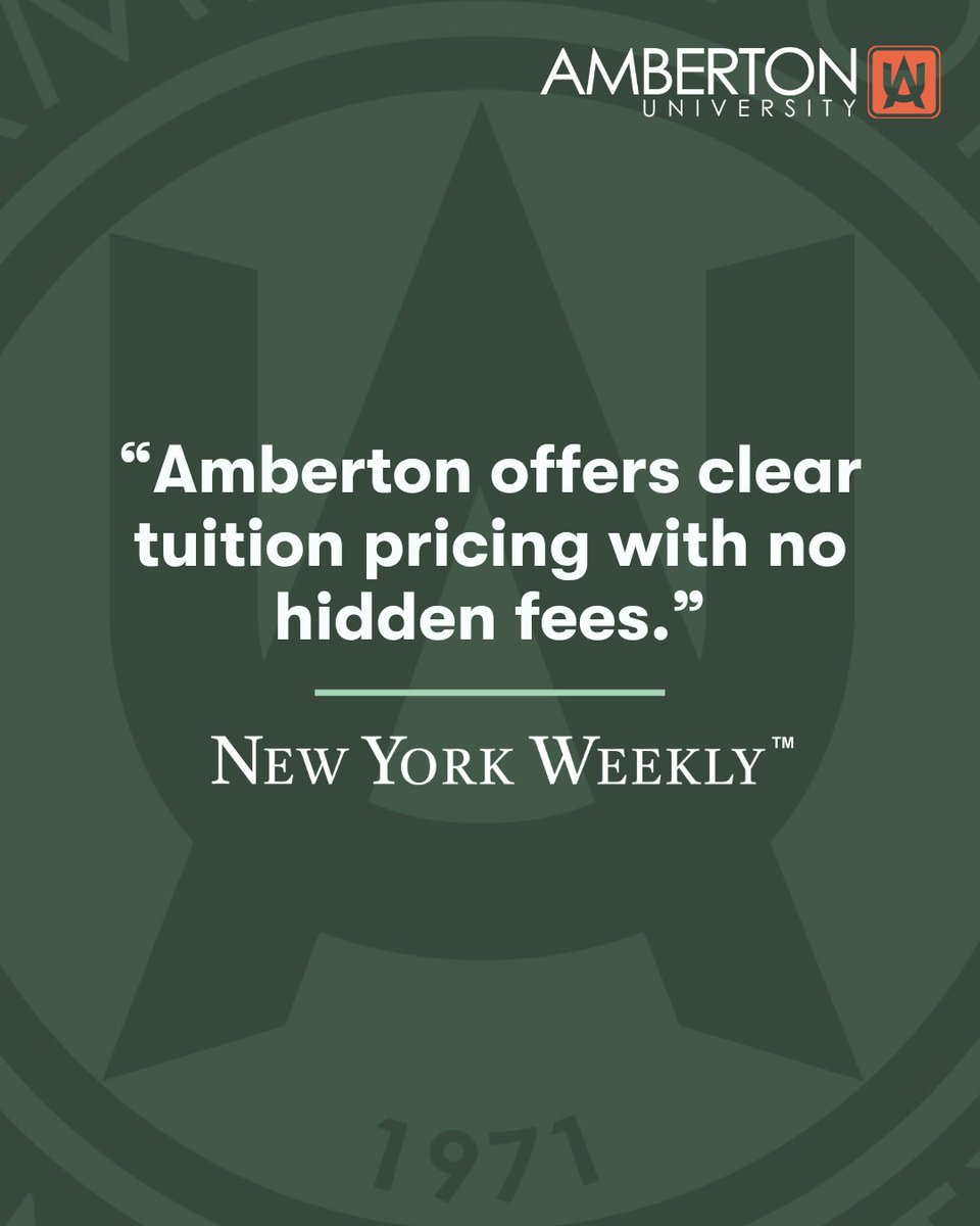 AmbertonU's tweet photo. Higher education should amplify your goals, not your debt.💸
NY Weekly just spotlighted how Amberton keeps the focus on students: dedicated faculty, transparent pricing, and schedules that work for busy adults. https://t.co/vetSsI3MGk