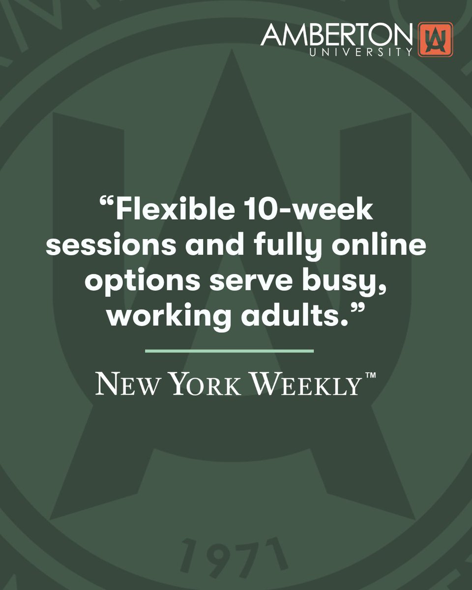 AmbertonU's tweet photo. Higher education should amplify your goals, not your debt.💸
NY Weekly just spotlighted how Amberton keeps the focus on students: dedicated faculty, transparent pricing, and schedules that work for busy adults. https://t.co/vetSsI3MGk