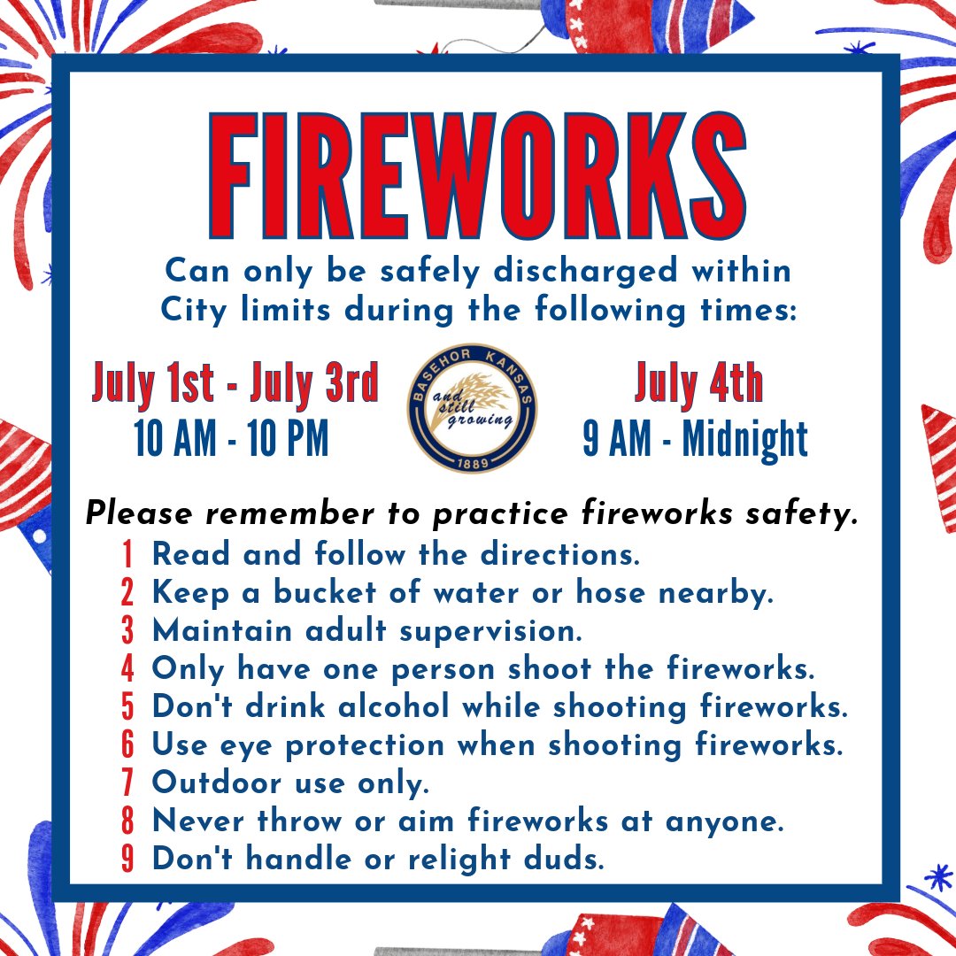 As we prepare for the upcoming 4th of July holiday, we would like to remind our community of the City's ordinance regarding the Fireworks.
bit.ly/4nBLTQH
We wish our community a wonderful and safe holiday!