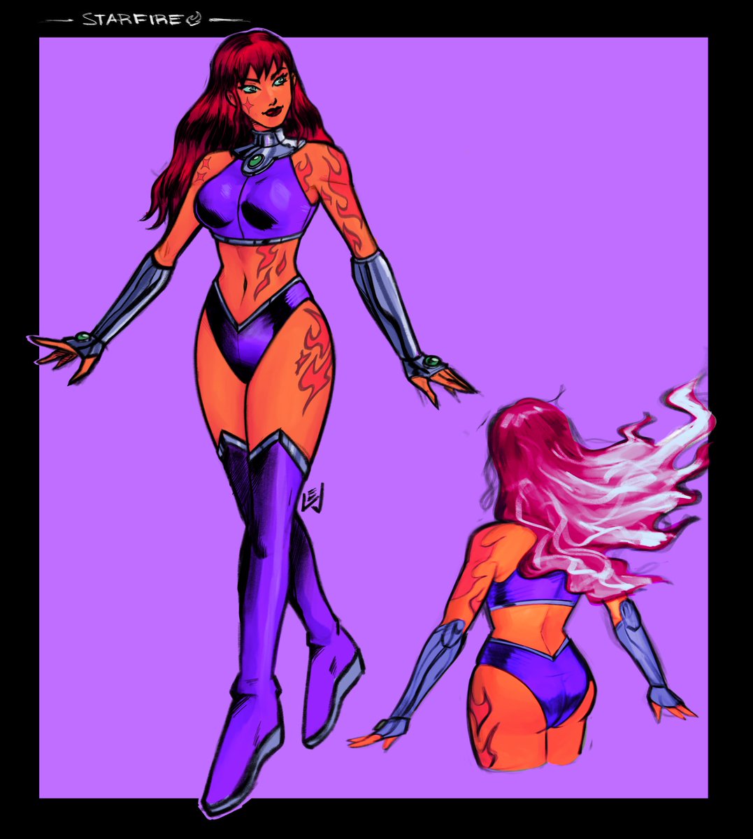 01lev04's tweet image. Updated Starfire a little bit and wanted to do flame hair 🔥