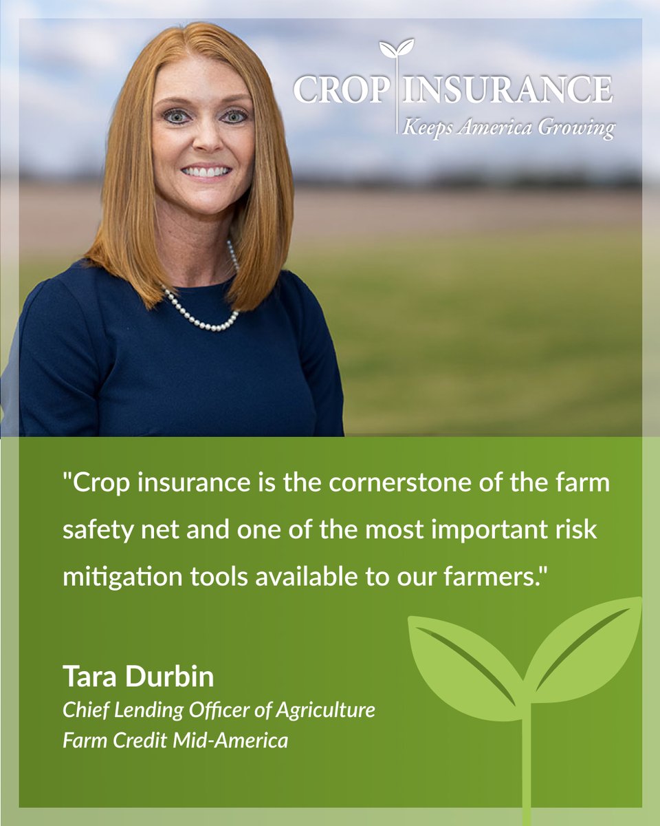 Crop Insurance Keeps America Growing (@uscropinsurance) on Twitter photo #CropInsurance helps farmers manage risk. As <a href="/farmcreditmid/">Farm Credit Mid-Am</a> CLO Tara Durbin says, “It’s the cornerstone of the farm safety net and one of the most important risk mitigation tools available to our farmers. We support the strongest possible crop insurance program.” #CropInsurance helps farmers manage risk. As <a href="/farmcreditmid/">Farm Credit Mid-Am</a> CLO Tara Durbin says, “It’s the cornerstone of the farm safety net and one of the most important risk mitigation tools available to our farmers. We support the strongest possible crop insurance program.”