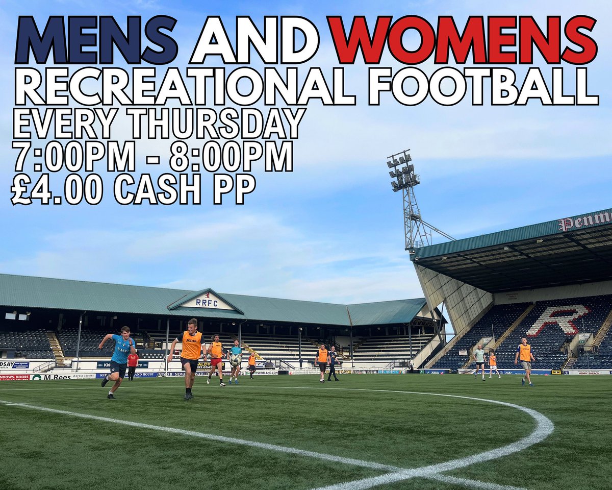 🏟️ 𝙋𝙇𝘼𝙔 𝘼𝙏 𝙎𝙏𝘼𝙍𝙆’𝙎 𝙋𝘼𝙍𝙆

Fancy the chance to play on the Stark’s Park pitch?

Well, you can for just £4.00!!!

Our Mens and Womens Recreational Football takes place every Thursday, where Men and Women of all ages are welcomed along to take part in a light kick