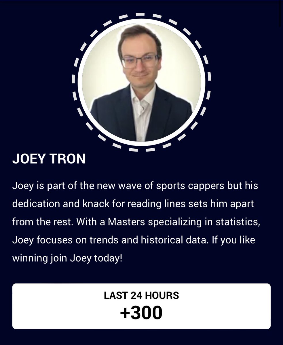 <a href="/JoeyTron_/">Joey Tron</a> brought out the BROOM last night going 2-0 &amp; is 4-0 to start the week.

Joey has 2 plays tonight in the #WNBA and #MLB where he’s on a 6-1 (86%) MLB Surge. 

Use the code “PICK” for 15% OFF any of his plays. 

pickdawgz.com/handicapper/jo…

#SportsPicks #SportsPlays