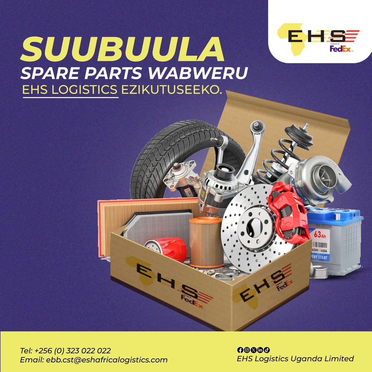 EHSlogisticsUG's tweet photo. Whether you're a dealer, mechanic, or supplier, we can help you ship spare parts efficiently to where they're needed on time and hassle-free.
#EHSLogistics #LogisticsSolutions https://t.co/27dNd4aNg2
