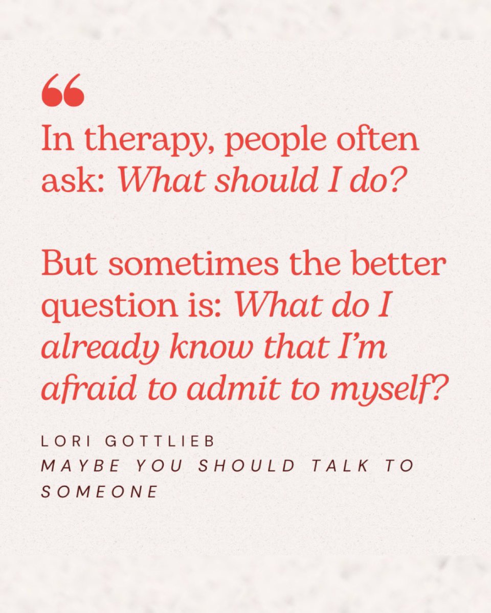 In therapy, people often ask: What should I do? But sometimes the better question is: What do I already know that I’m afraid to admit to myself?

We say we’re confused, but often we’re clear—we just don’t like the answer.
Because clarity brings responsibility. Once we know, we