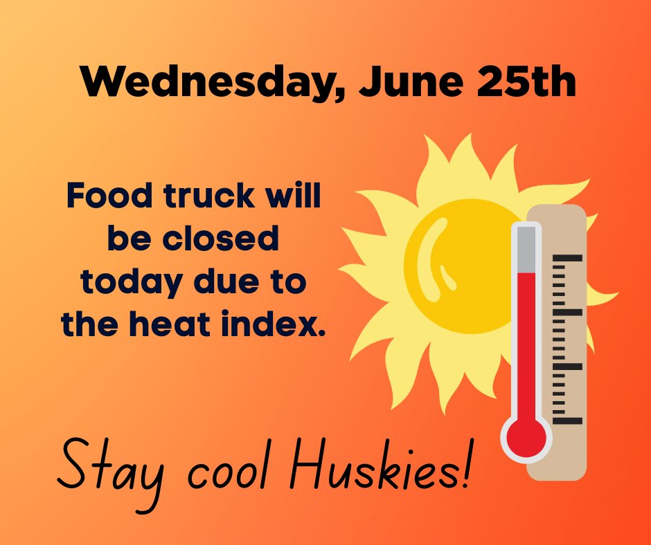 For the safety of our team, the food truck will continue to be closed today.