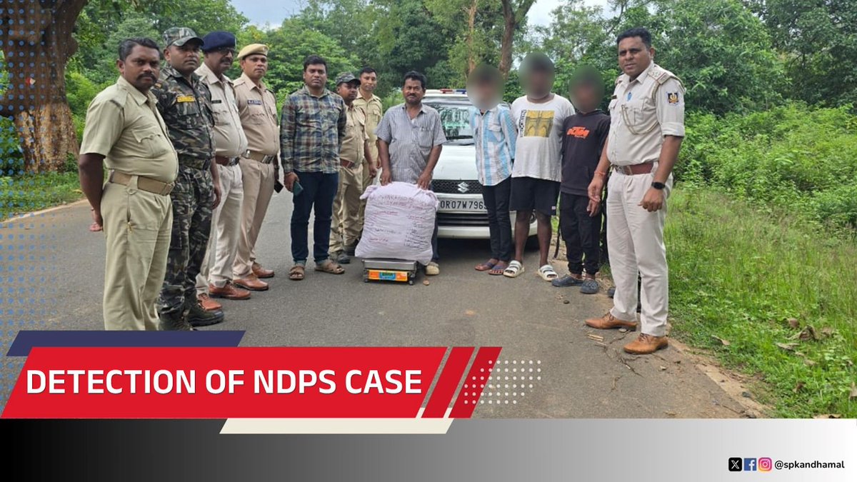 Based on reliable information, a team of Chakapada PS conducted a raid and seized 22kg 600gm illegal Ganja along with one Maruti Suzuki Swift car. Three accused persons have been arrested in this connection. In this regard, Chakapada PS case no.65/2025 has been registered under