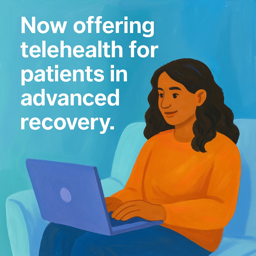 Recovery isn’t one-size-fits-all. Our new telehealth option meets you where you are—offering care that fits your life, work, and family. See if you're eligible: bit.ly/3Hn9PX6