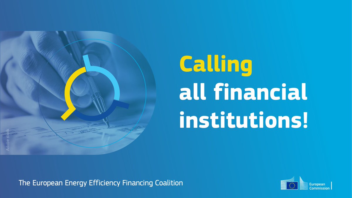 📢 The European #EnergyEfficiency Financing Coalition call for membership is open!

#EEEFinCoalition is looking for banks, investment firms, asset managers and insurance companies, public or private, ready to drive the #EnergyTransition.

Apply by 30/9 👉 europa.eu/!7p6QwY