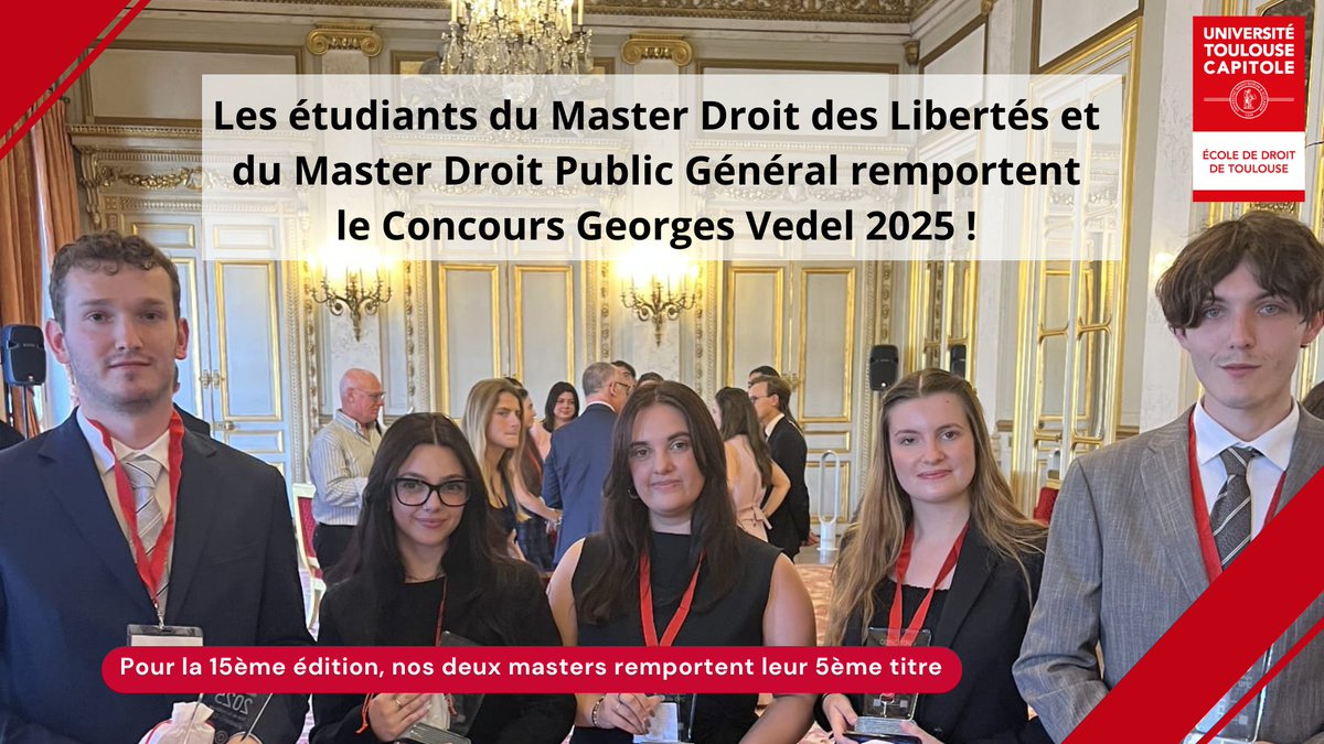 École de droit de Toulouse (@ecoledroittlse) on Twitter photo 🎉 Concours Georges Vedel 2025 : 5ᵉ titre pour les Masters Droit des Libertés & Droit Public Général de l’<a href="/EcoleDroitTlse/">École de droit de Toulouse</a> ! 🏆
🔗 urlr.me/4mgZfQ
#ConcoursVedel #QPC #UTCapitole 🎉 Concours Georges Vedel 2025 : 5ᵉ titre pour les Masters Droit des Libertés & Droit Public Général de l’<a href="/EcoleDroitTlse/">École de droit de Toulouse</a> ! 🏆
🔗 urlr.me/4mgZfQ
#ConcoursVedel #QPC #UTCapitole